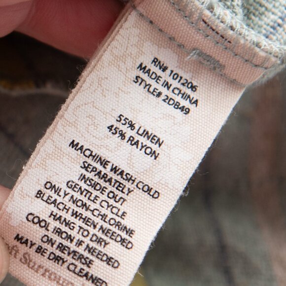 Soft Surroundings Caldera Stripe Pants Linen Blend Cropped Aqua Blue Size 16 - Picture 3 of 6